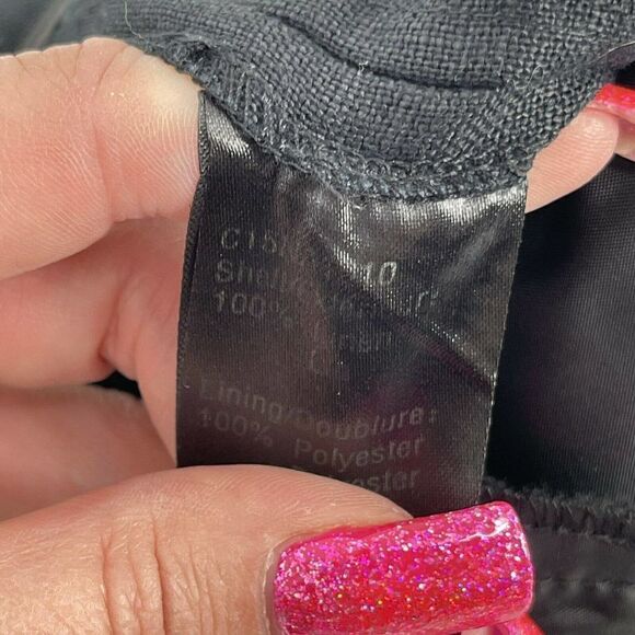 Sandra Angelozzi Linen Pants Black Size 36 US Small Tapered Cuffed Belted Chic - Picture 6 of 7